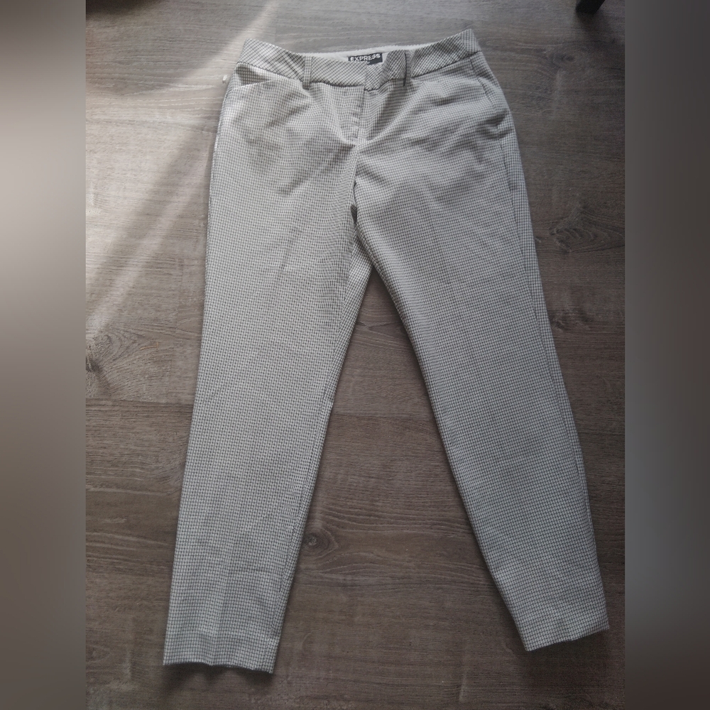 Express Women's Trousers Small Checks White With Black